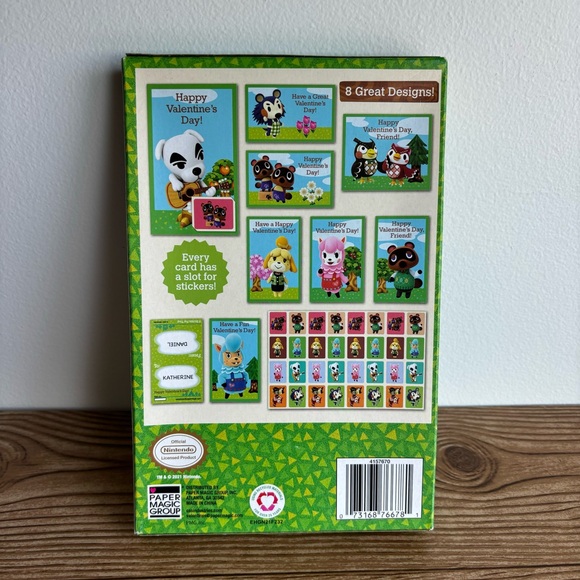 Animal Crossing 32 Valentines Day Cards & Stickers - Picture 2 of 3